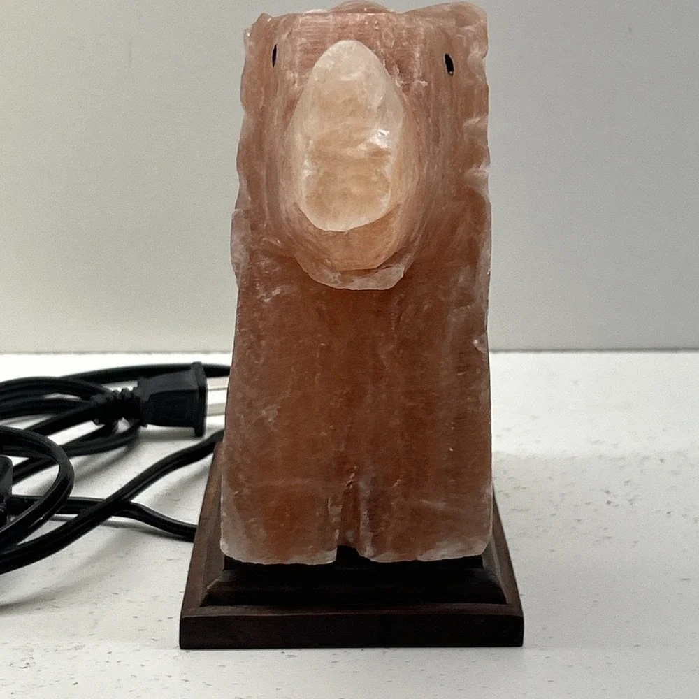 Hand Carved Elephant Himalayan Pink Salt Lamp Cart Rock Crystal Decor ‼️READ‼️